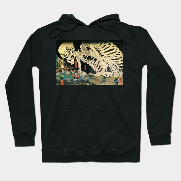 Japanese Skeleton Skull Woodblock Art Hoodie by HipHopTees